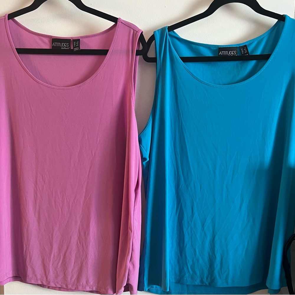 2 Attitudes by Renee Pink and Blue Tank Tops